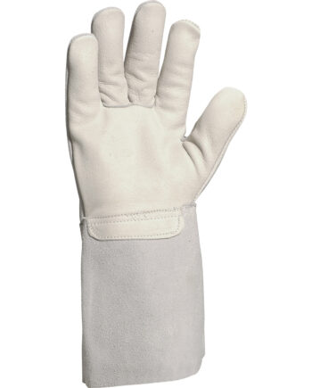 RĘKAWICE ZE SKÓRY LICOWEJ I DWOINY BYDLĘCEJ / MANKIET 15 CM