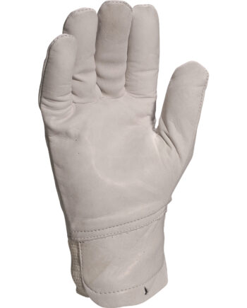 RĘKAWICA SKÓRA LICOWA BYDLĘCA SZARA W NADGARSTKU LATEKSEM