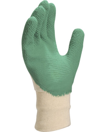 RĘKAWICA LATEKSOWA CHROPOWATA, ZIELONA, WKŁAD BAWEŁNIANY, STRONA GRZBIETOWA Z DOSTĘPEM POWIETRZA
