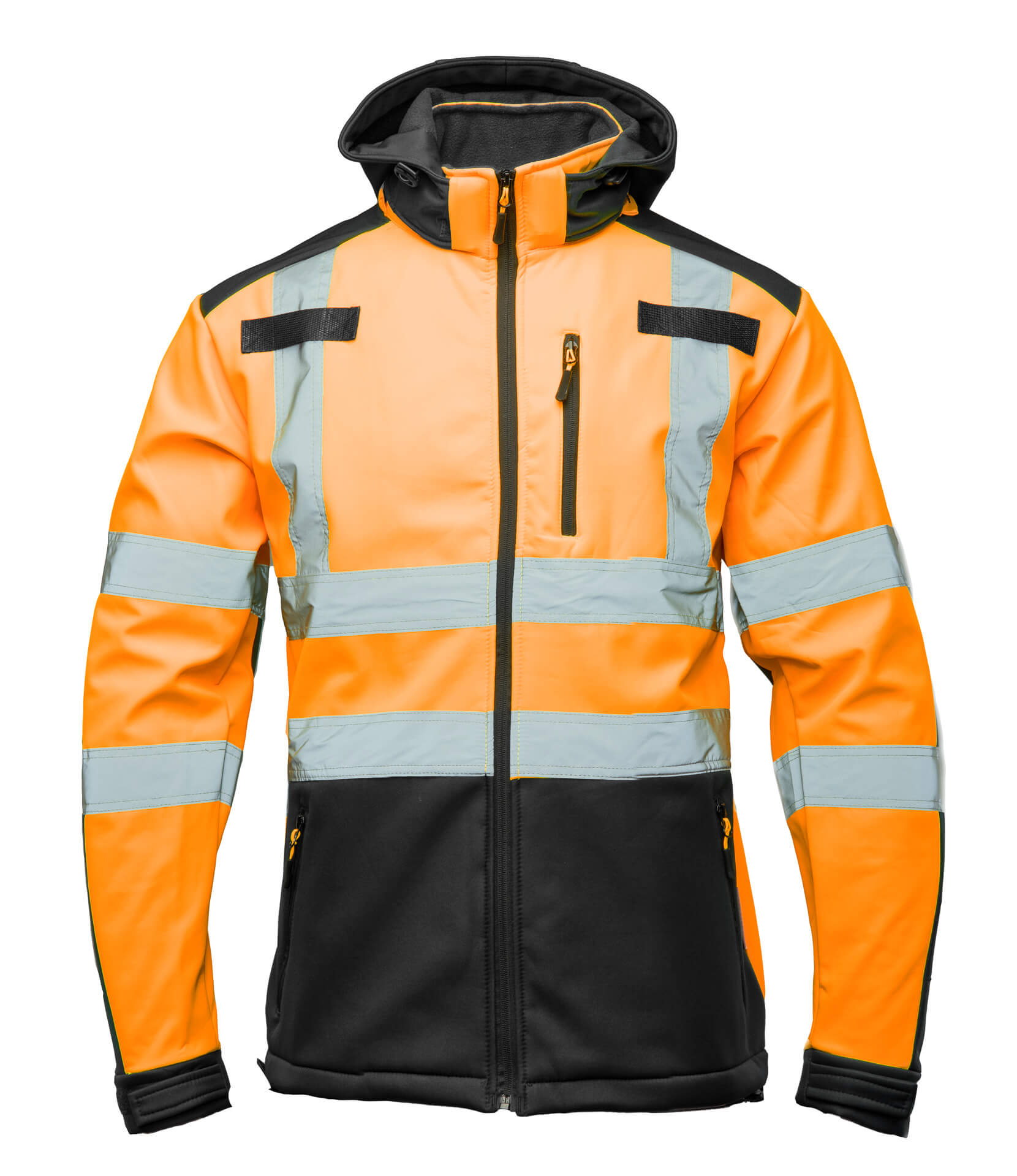 Softshell wstawka granat BF005 z pasami odblask. pomarańcz kat 2 klasa2