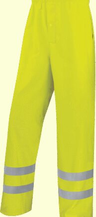 SPODNIE OSTRZEGAWCZE PRZECIWDESZCZOWE Z POLIESTRU POWLEKANEGO NA ZEWNĄTRZ POLIURETANEM